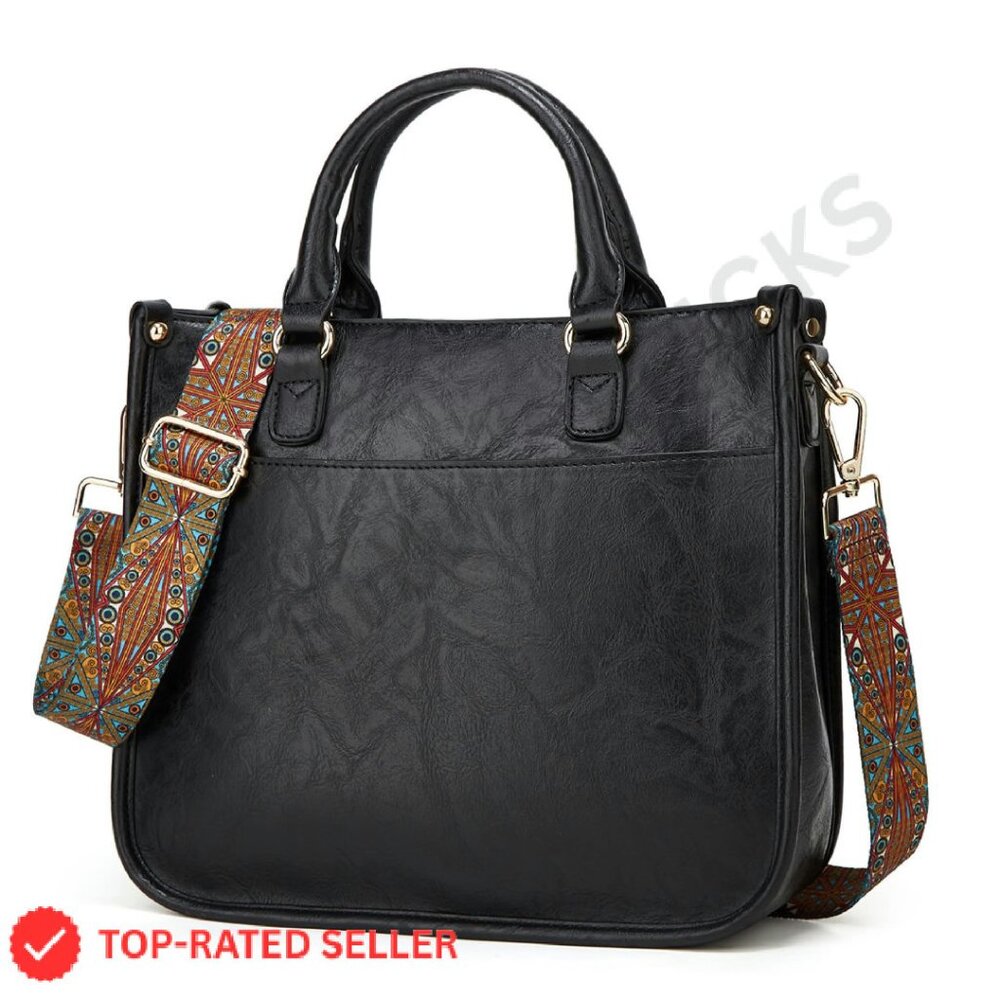 Pu Leather Tote Satchel Crossbody Bag Elegant Chic Multi-Functional Purse
